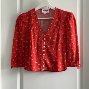 Rouje Cropped Blouse In Red